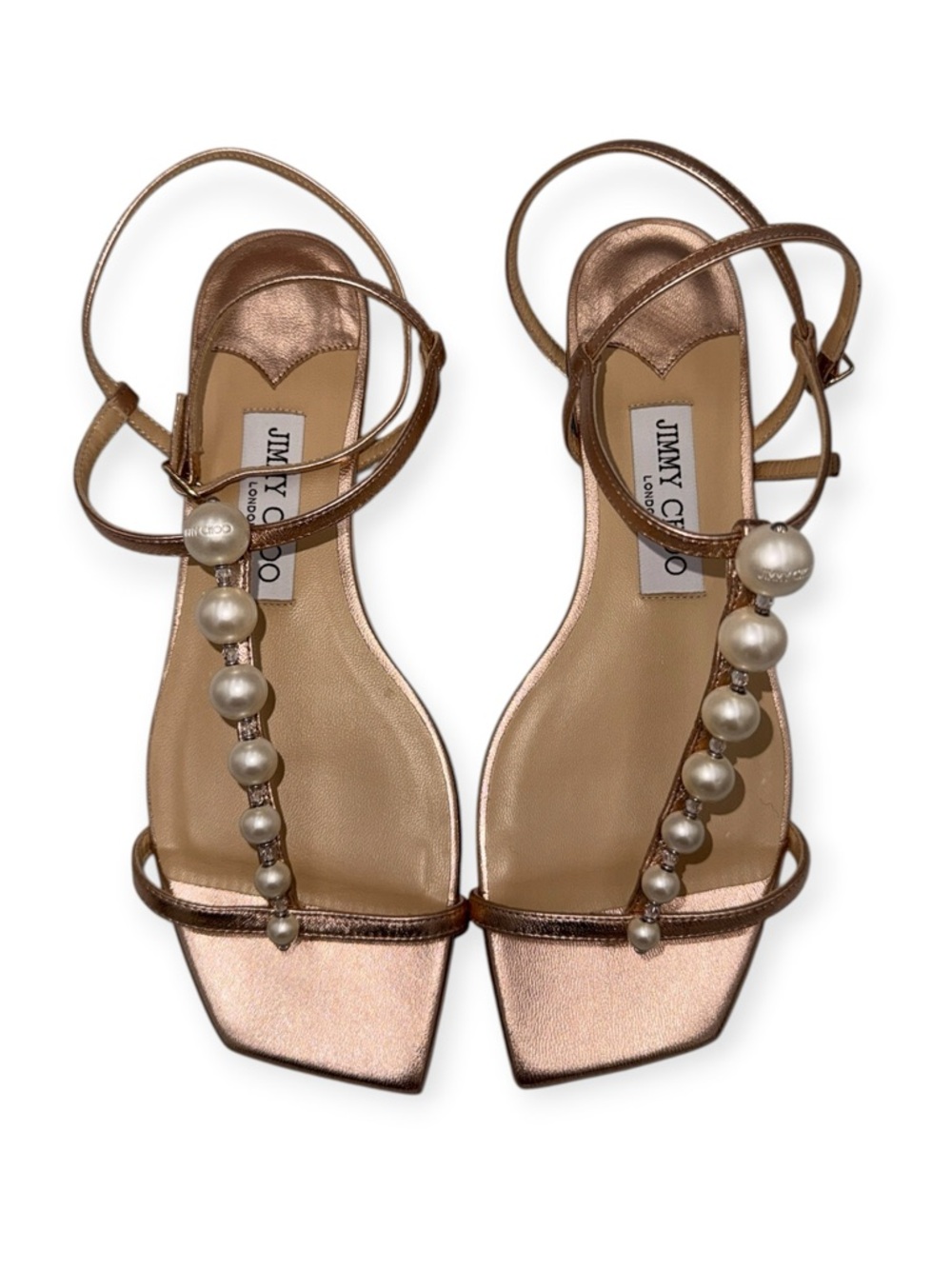 Jimmy Choo Amari Pearl Embellished Sandals Ballet Pink Size 37 NIB - Picture 5 of 15